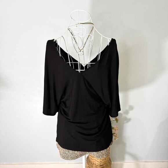Cute vintage y2k black babydoll wrap blouse top - Picture 5 of 6